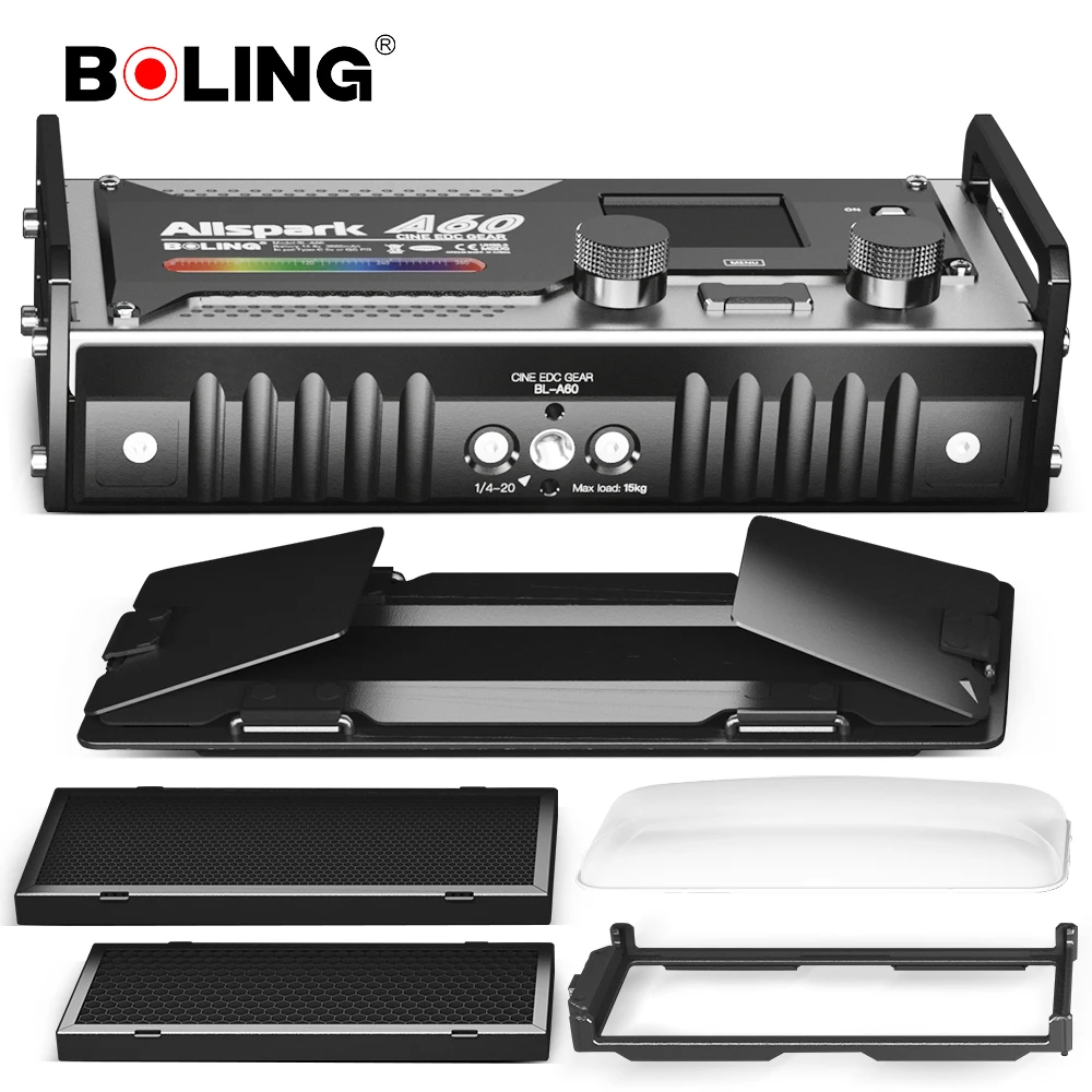 

BOLING BL-A60 60W RGB LED Photography Light 2500K-10000K 0-100% Saturation Adjustment CRI 97+ with Wireless Group Control System