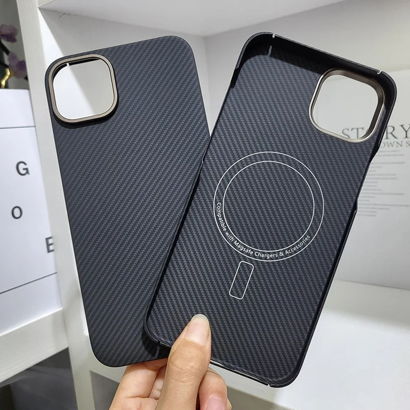 

Hot Genuine Aramid Fiber Carbon Magnetic For iPhone 15 Pro Max iPhone15/15Pro Plus Ultra-Thin Drop-Resistant CASE Cover