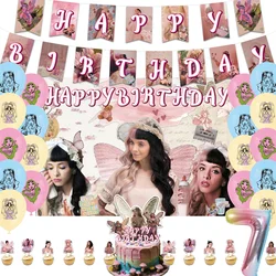Melanie Martinez Theme Brithday Party Decoration Pink Balloon Banner Cake Topper Background Pop Singer Supplies For Music Fans
