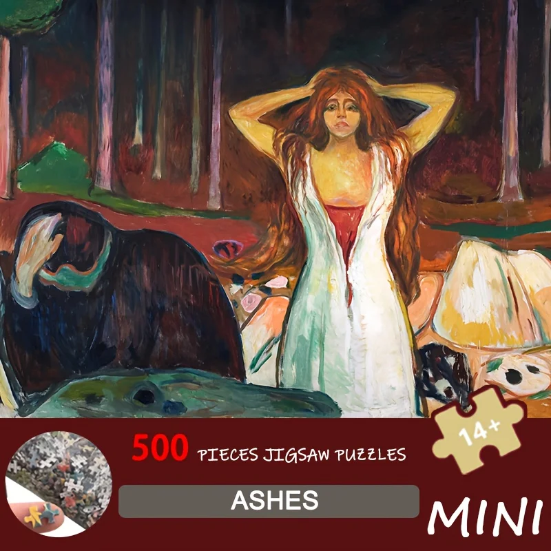 

Edvard Munch "Ashes" 500-Piece Premium Mini Art Puzzle - 15x10 Inch Paper Jigsaw for Adults, Home Decor