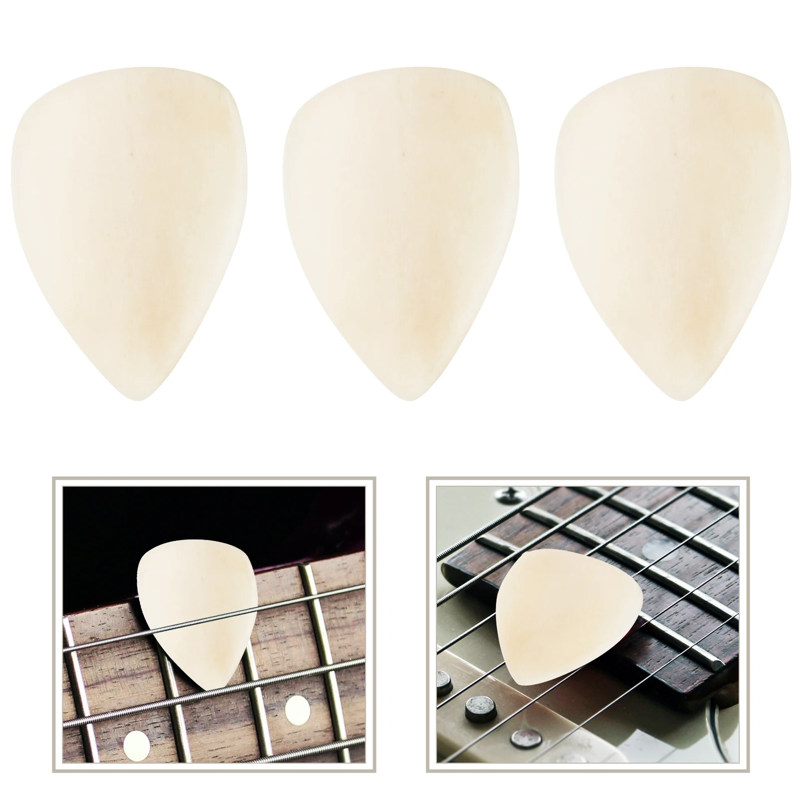 

3pcs Ox Bone Guitar Picks Durable Wear Resistant Acoustic Electric Bass Plectrums Practical Accessories For Guitarists