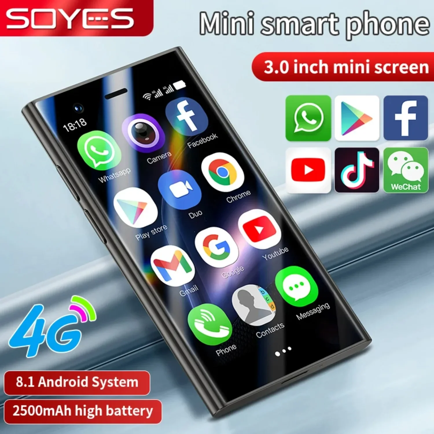 SOYES S24 Pro Max 4G Mini Smartphone Android 8.1 Dual SIM Standby 3 polegadas HD 2GB + 16GB 2500mAh Carregadores de vários países