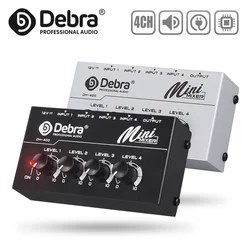 Debra 4-ch Mono Mixer Audio Interface Mixer Ultra Low Noise Kanaal Expander Voor Podium Microfoon Instrument Volumeregeling