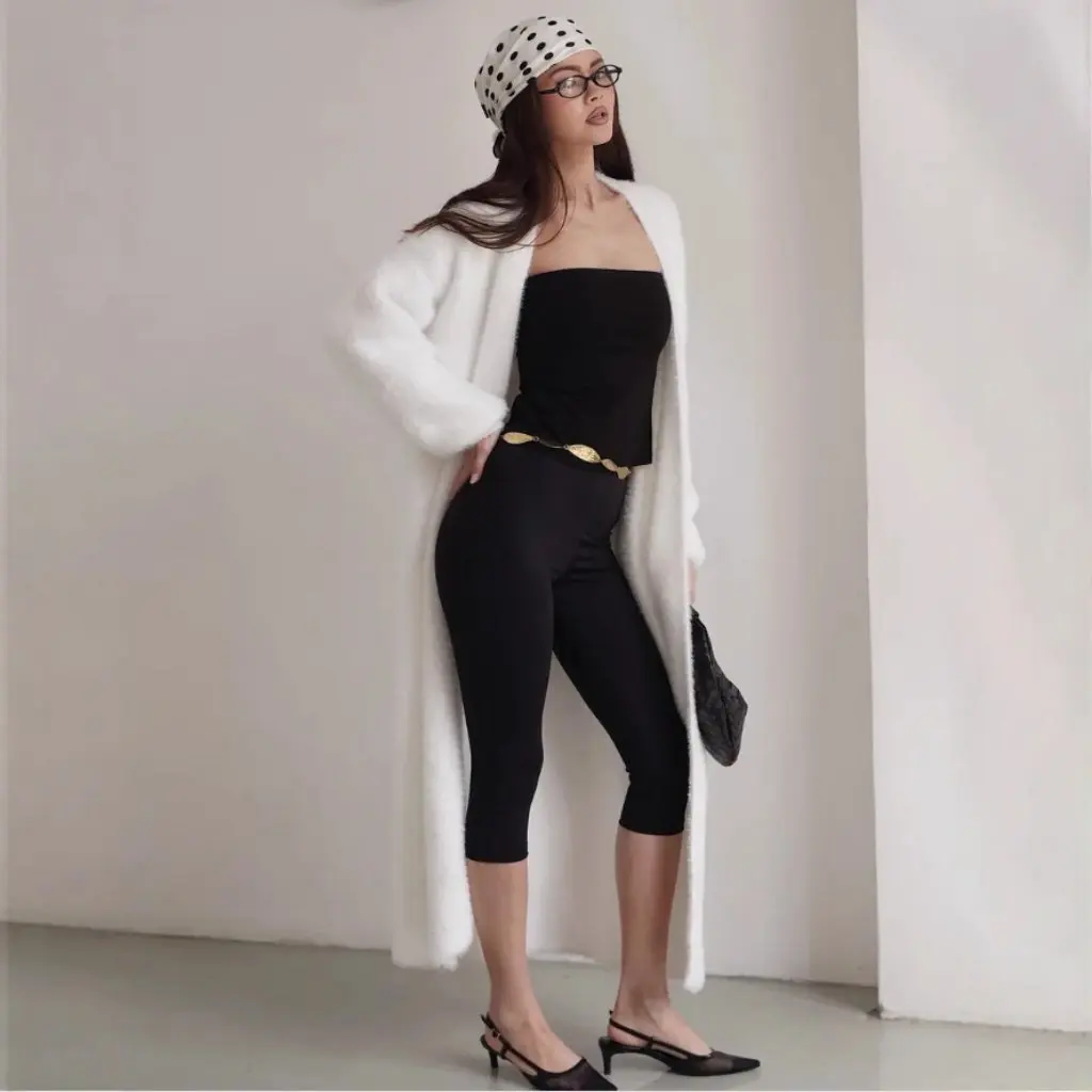 

Autumn Winter Long Knitted Sweater White Lazy Style Mink Imitation Cardigan Female Fashion Casual Outerwear Top