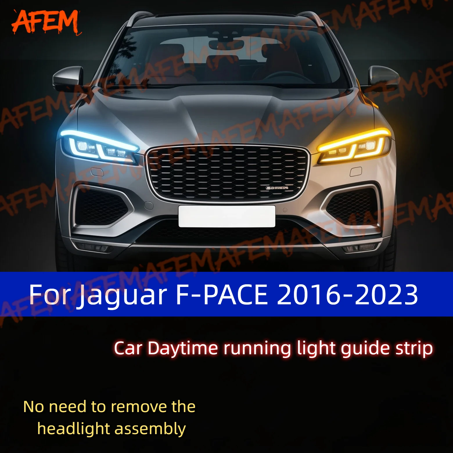 2pcs For Jaguar F-PACE 2016-2023 Car DRL Daytime Running Light Start Scan Style Sequential FlowingTurn Signal Light Ultra-Thin