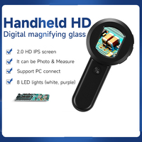 DDCAMERA Digital Microscope Handheld 2.0 inch IPS Screen Portable Digital Magnifying Glass 100X Built-in 8LED Lights