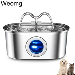 108oz/3.2L Cat Water Stainless Steel Pets Dispenser With LED Light Silent Pump Automatic Fountain For Cat Dog Drinking Bowl