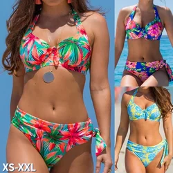 Traje de baño de talla grande 2023, Bikini Sexy de cintura alta para mujer, traje de baño para mujer, conjunto de Bikini estilo vendaje, traje de baño para mujer