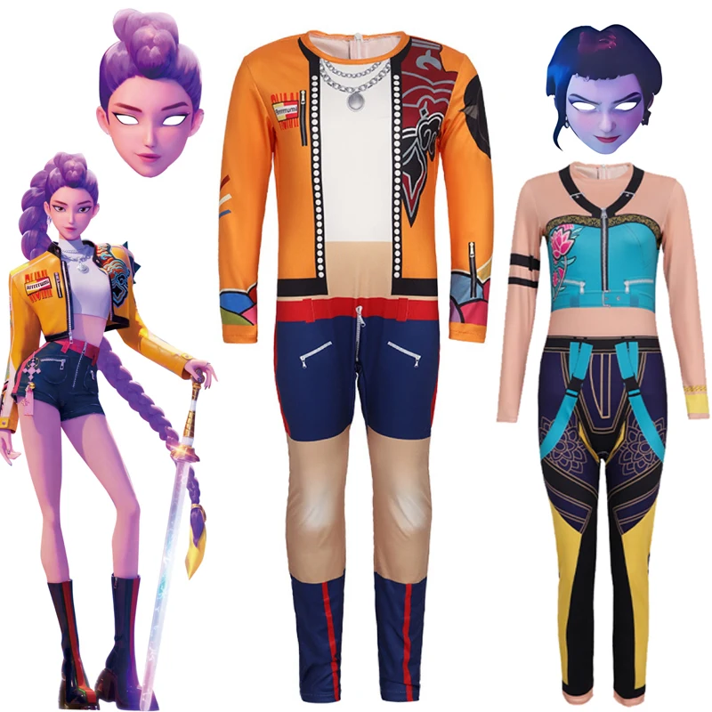 

Movie Kids K-Pop Mira Rumi Zoey Demon Hunters Cosplay Jumpsuit Costume Girl Halloween Stage Pattern Role Play Clothes