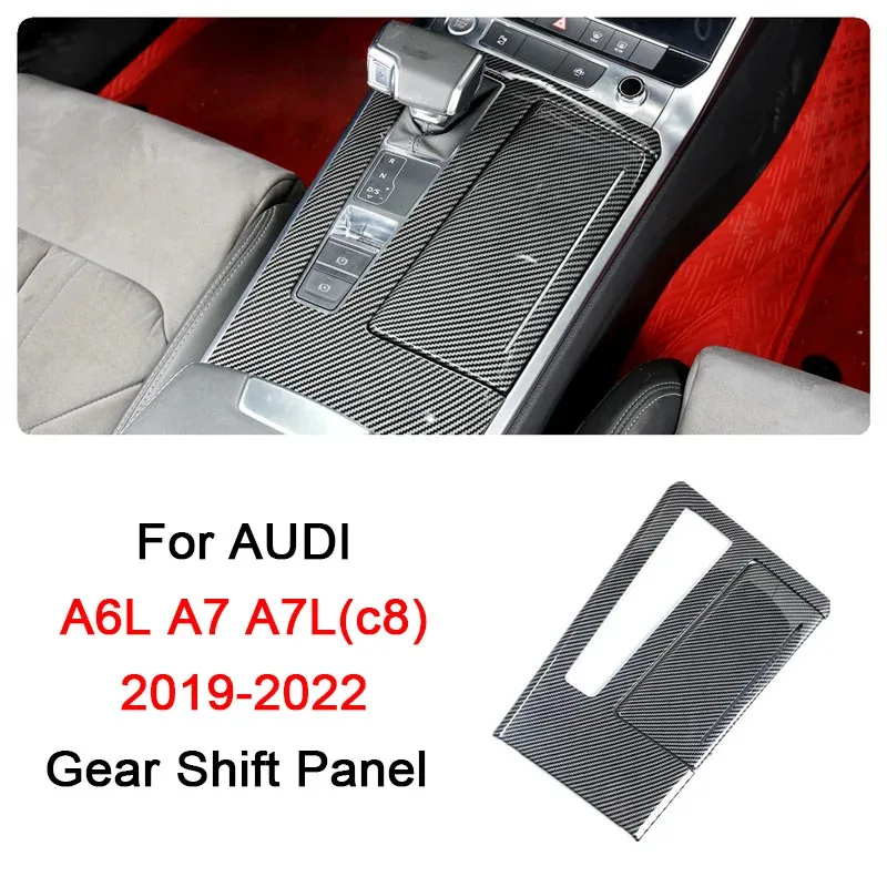 

For Audi A6 A7 A7L c8 4k 4a 2019 2020 2021 2022 Carbon Fiber Central Gear Shift Panel Armrest Cover Rear Air outlet Frame Trim