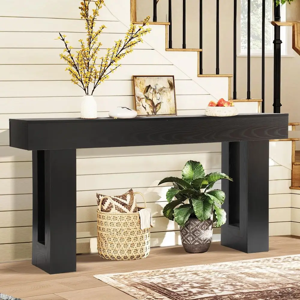 63 Inch Entryway Console Table, Rustic Narrow Sofa Table, Wood Long Console Table, Farmhouse Entry Way Table, Behind Couch Tabl