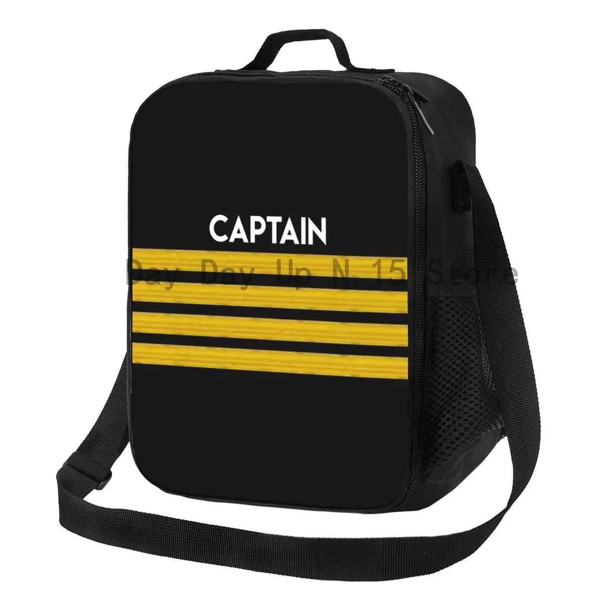 

Captain Stripes Epaulettes Insulated Lunch Bag for Women Aviation Airplane Pilot Cooler Thermal Lunch Tote Office Work School