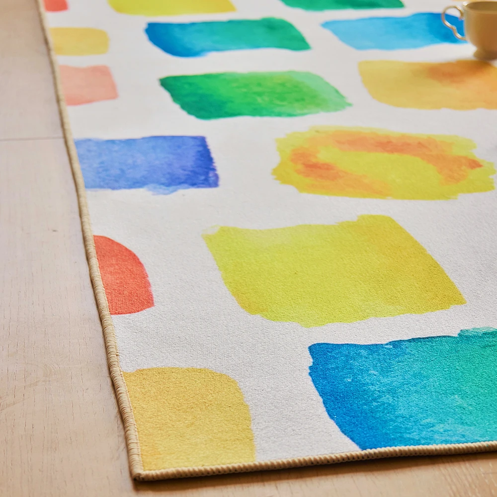 

Ковер для гостиной VIKAMA в цветном кремовом стиле дофамина, бархатное одеяло для дивана радужного цвета с петлями, водонепроницаемое украшение для дома