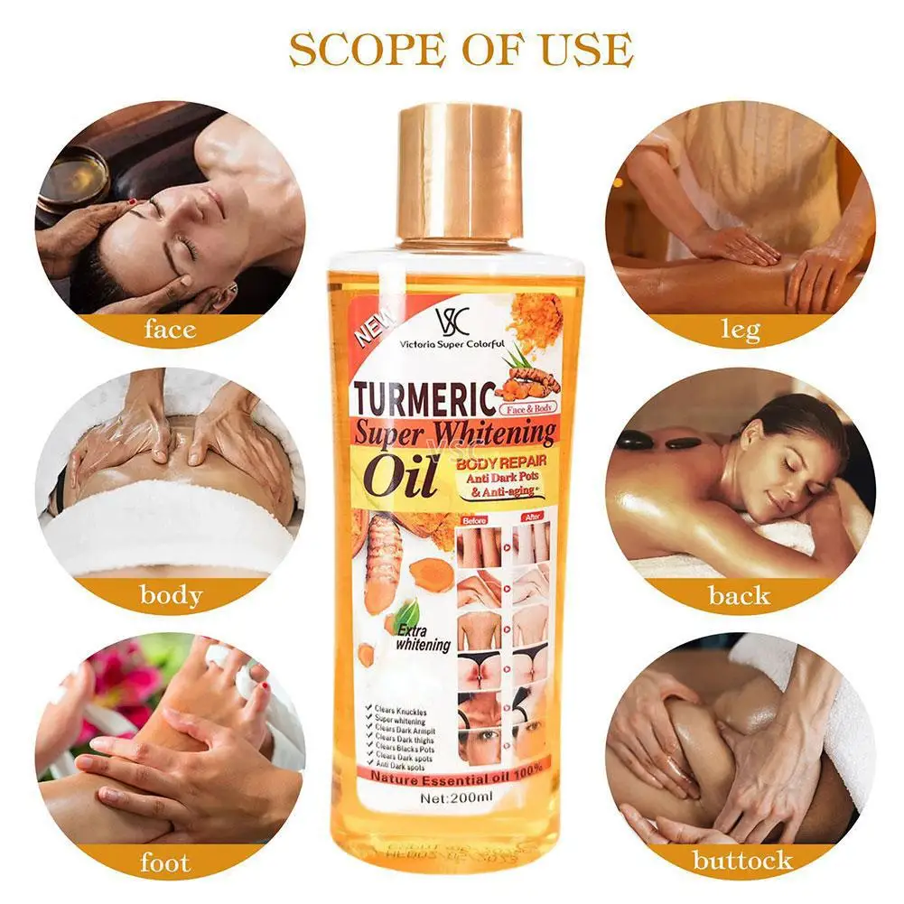 Turmeric Essential Oil Facial and Body Massage Oil Moisturizing Aromatherapy Diffuser Brightening Smoothing Skin Care 200ml