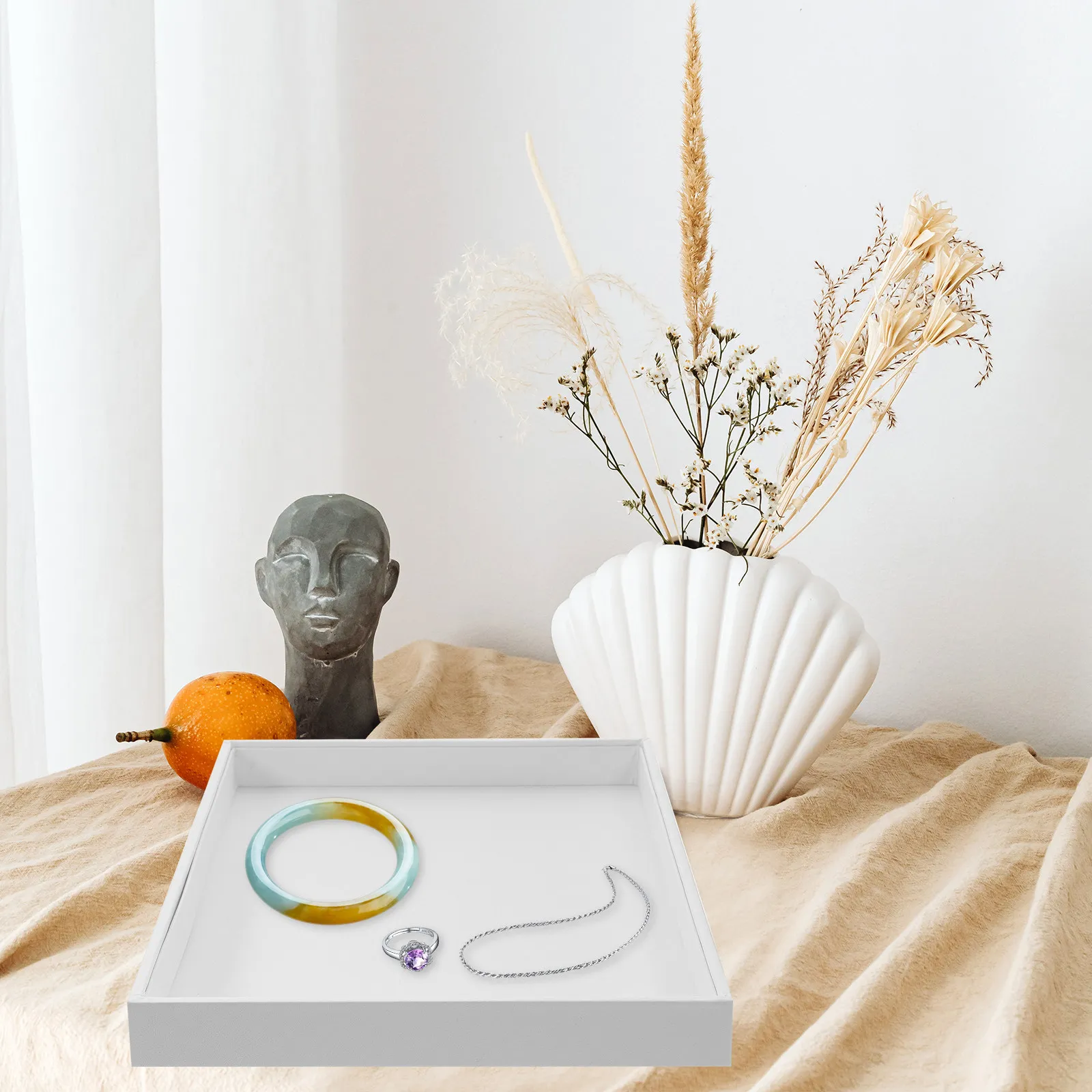 

Многоуровневый органайзер для украшений из ПУ: подставка для колец и серег, лоток для хранения в домашних условиях