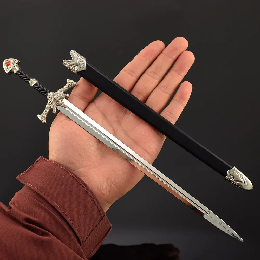 Shadowflame Darksteel Spada 30 cm interamente in metallo con guaina Guardiani dei troni Display per armi da collezione