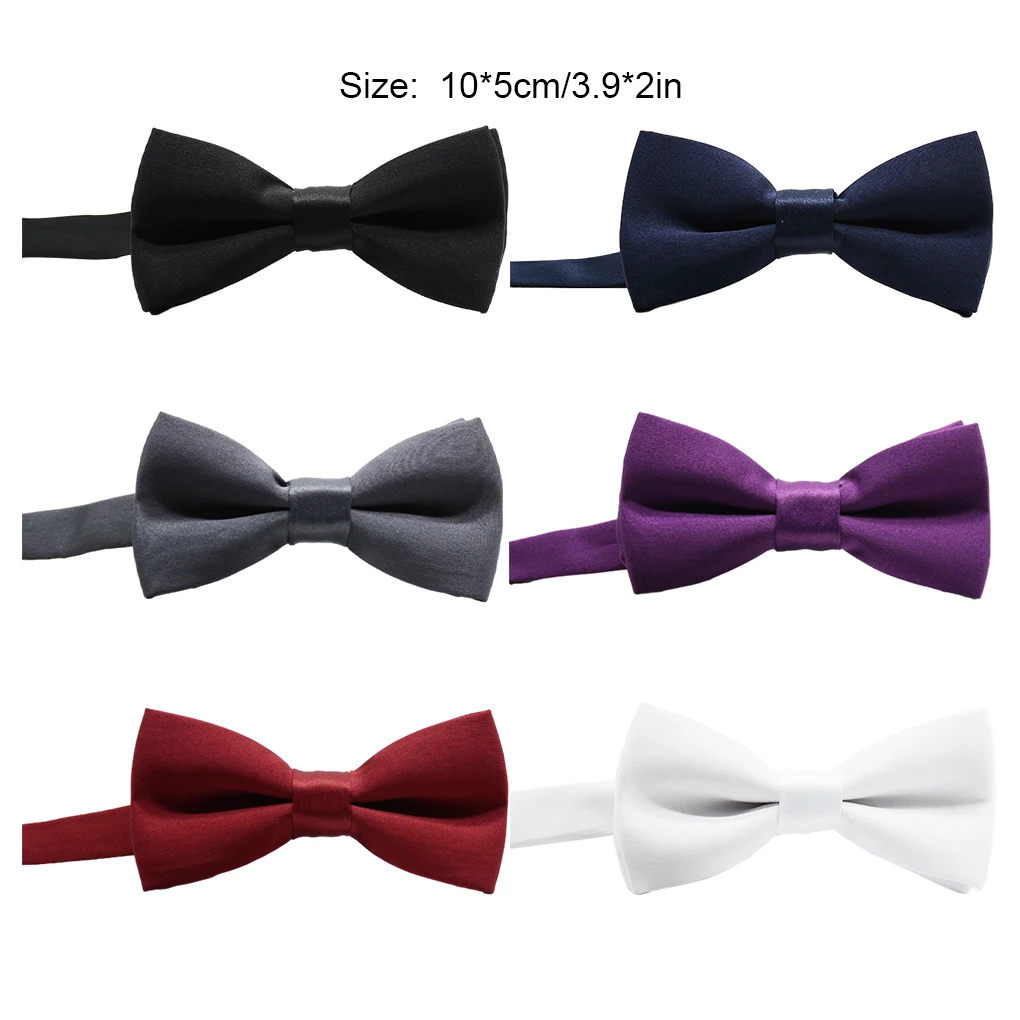 Polyester Soft And Comfortable Solid Color Children Bow Tie For Business Events Wide Application Black