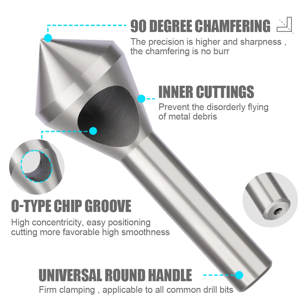 XUCHUAN Countersink Drill Bit Set 2-5/5-10/10-15/15-20mm TiCN Coated Deburring Taper Hole Cutter Wood Aluminum Chamfering Tool