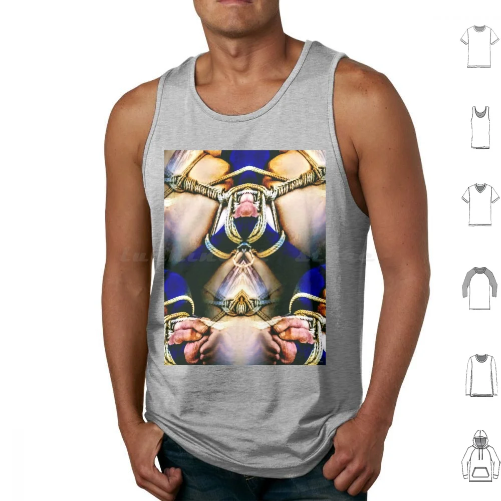 Shibaricat Flop Tank Tops Print Cotton Shibari Rope Bondage Japanese Bdsm Rope Bondage Kinky Fetish Restraints Blue