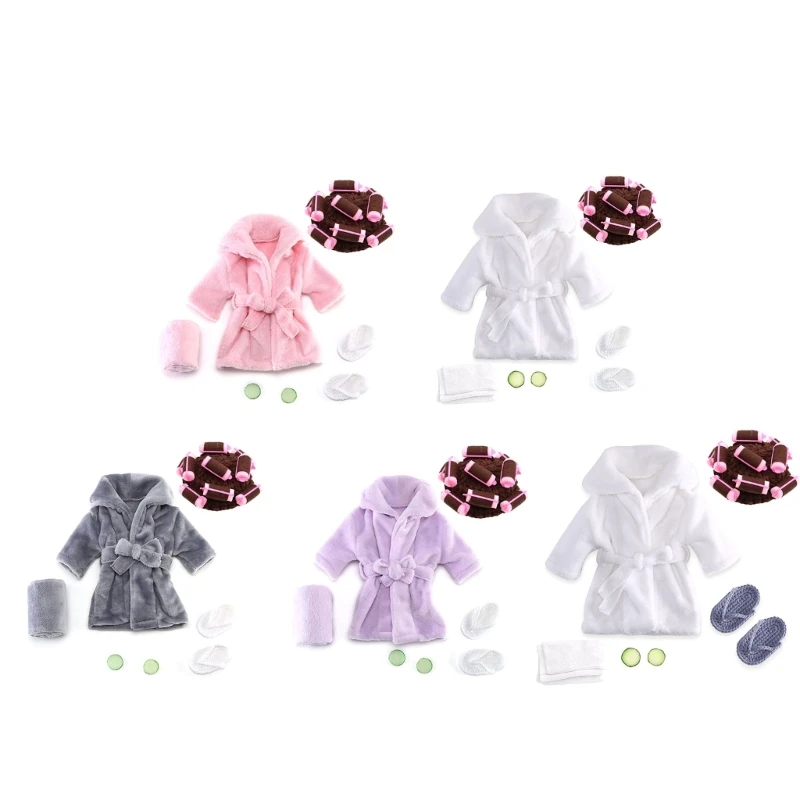 

Baby Photo Bath Robe Headwrap Plush Bathrobe Towel Infant Costume Photostudio Posing Suit Newborns Shower Dropship