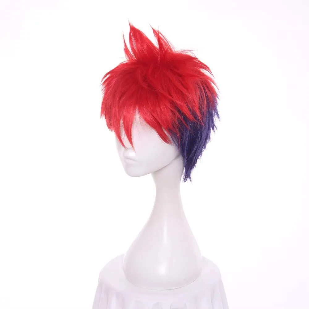 

ccutoo Food Wars Shokugeki no Soma Yukihira Souma Red Смешанные короткие синтетические пушистые многослойные волосы Парик для косплея Термостойкость