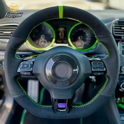 Car Steering Wheel Cover Suede Carbon Fiber For Volkswagen Golf 6 GTI MK6 VW Polo GTI Scirocco R Passat CC R-Line 2010