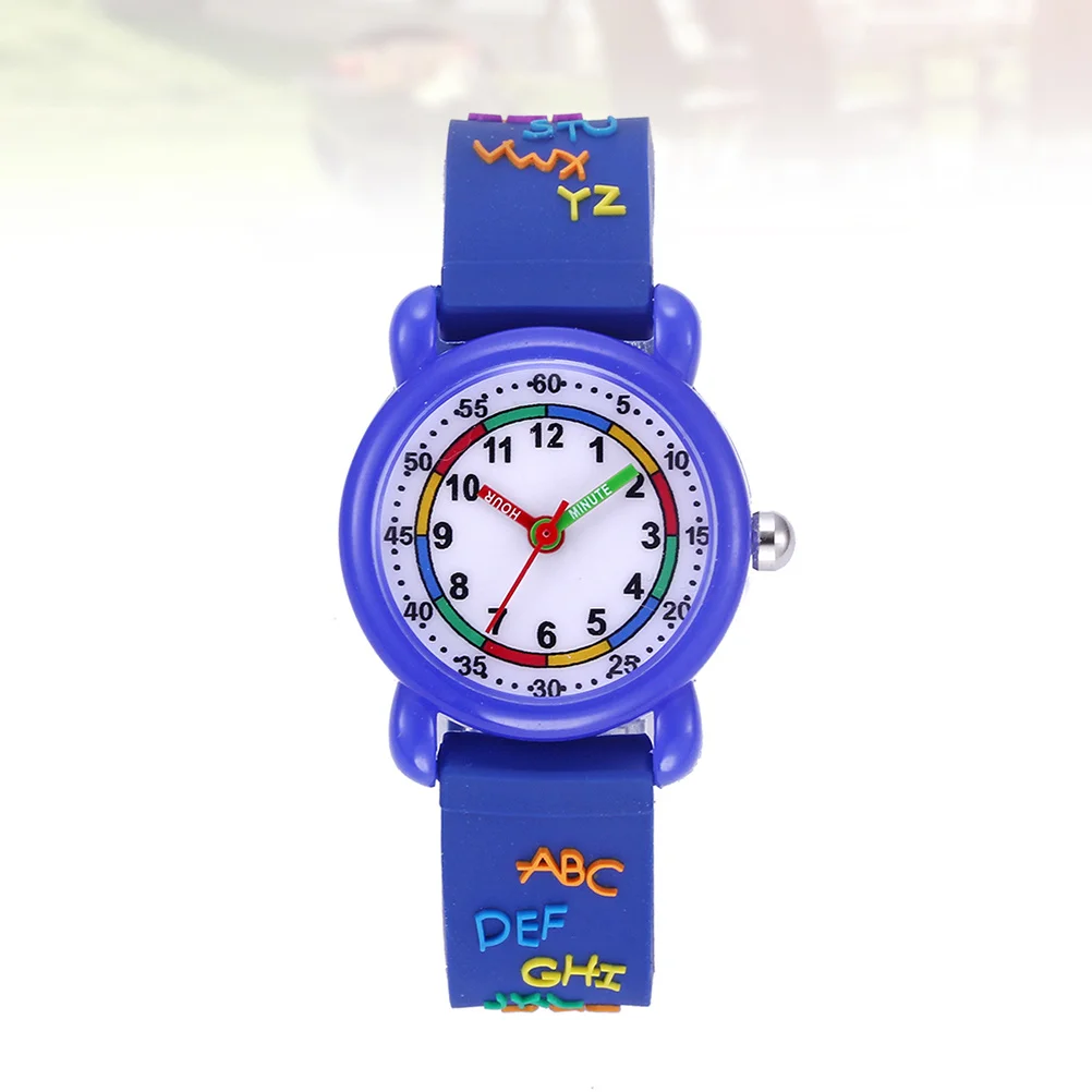 1Pcs Cartoon Pattern Kids Watch Waterproof Adjustable Strap Quartz Movement Casual Wristwatch Boys Girls Gift Blue