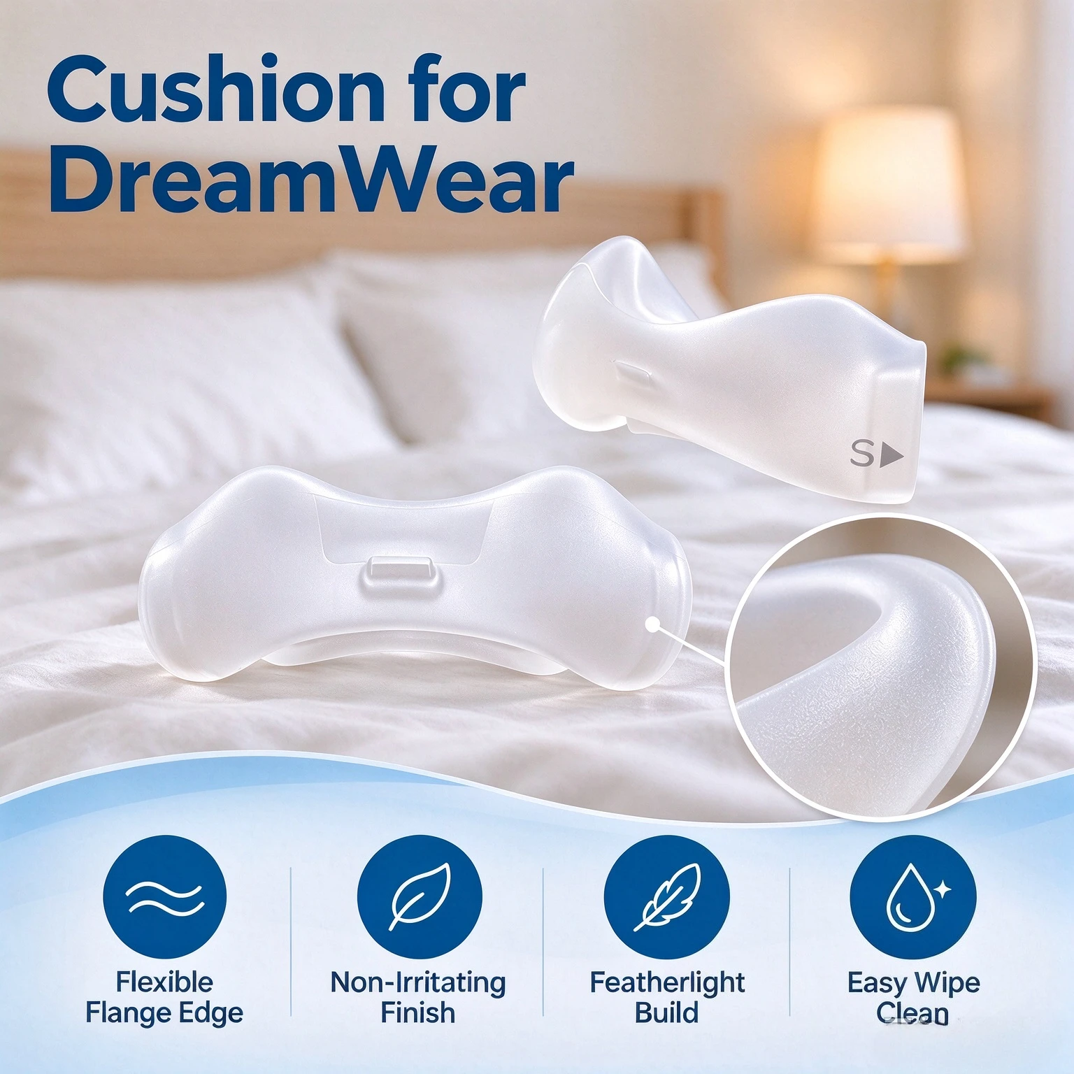 Under-the-Nose Silicone Nasal Pad for DreamWear, Aero-Seal Dynamic Seal Cushion,Easy Clean Replacement Nose Pillow for DreamWear