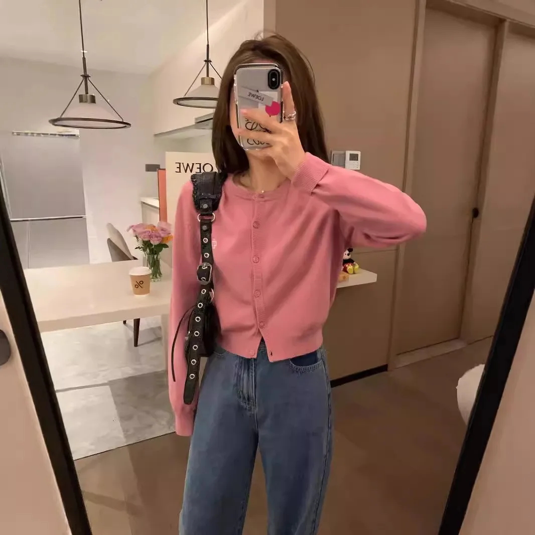 

Осенний вязаный свитер Royee Dopane ort с вышивкой, пряжа для колледжа, мягкий сладкий открытый кардиган