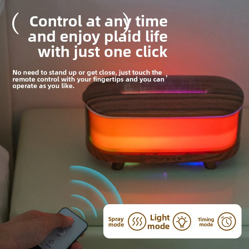 

Новый ароматический диффузор с древесным зерном, бытовой ультразвуковой увлажнитель для спальни, семицветный автоматический ароматический диффузор с окружающим освещением