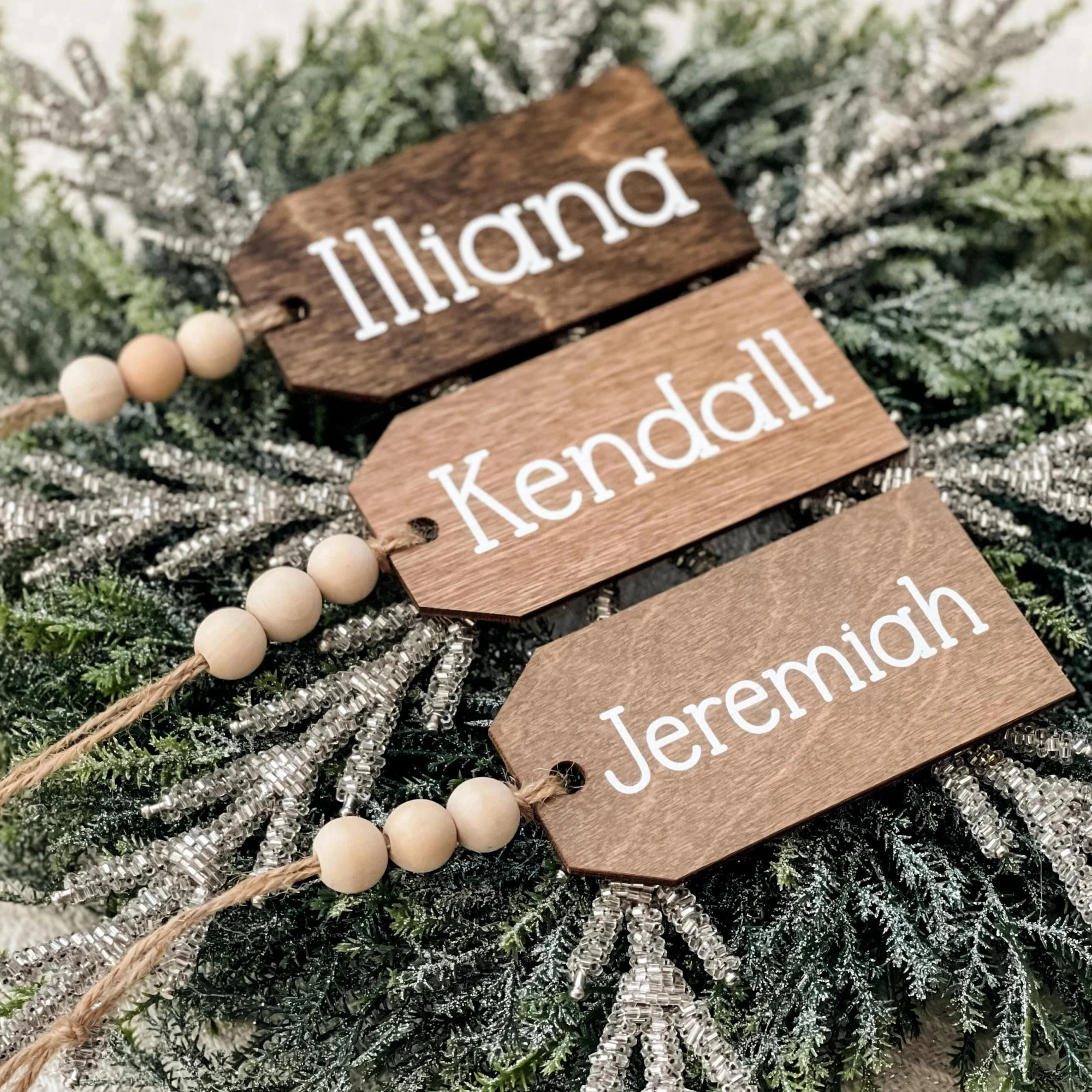 Personalized Wooden Stocking Tag Custom Stocking Name Tags Farmhouse Christmas Gift Tags Rustic Stocking Christmas Mantle Decor