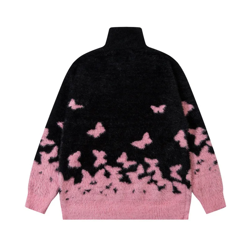 HKSH 2025 Herbst Winter Neue Mann der Amerikanischen Stil Gestrickte Pullover Trendy Lose Jacquard Halb-Reißverschluss Frauen Chic Ins trendy HK 10923