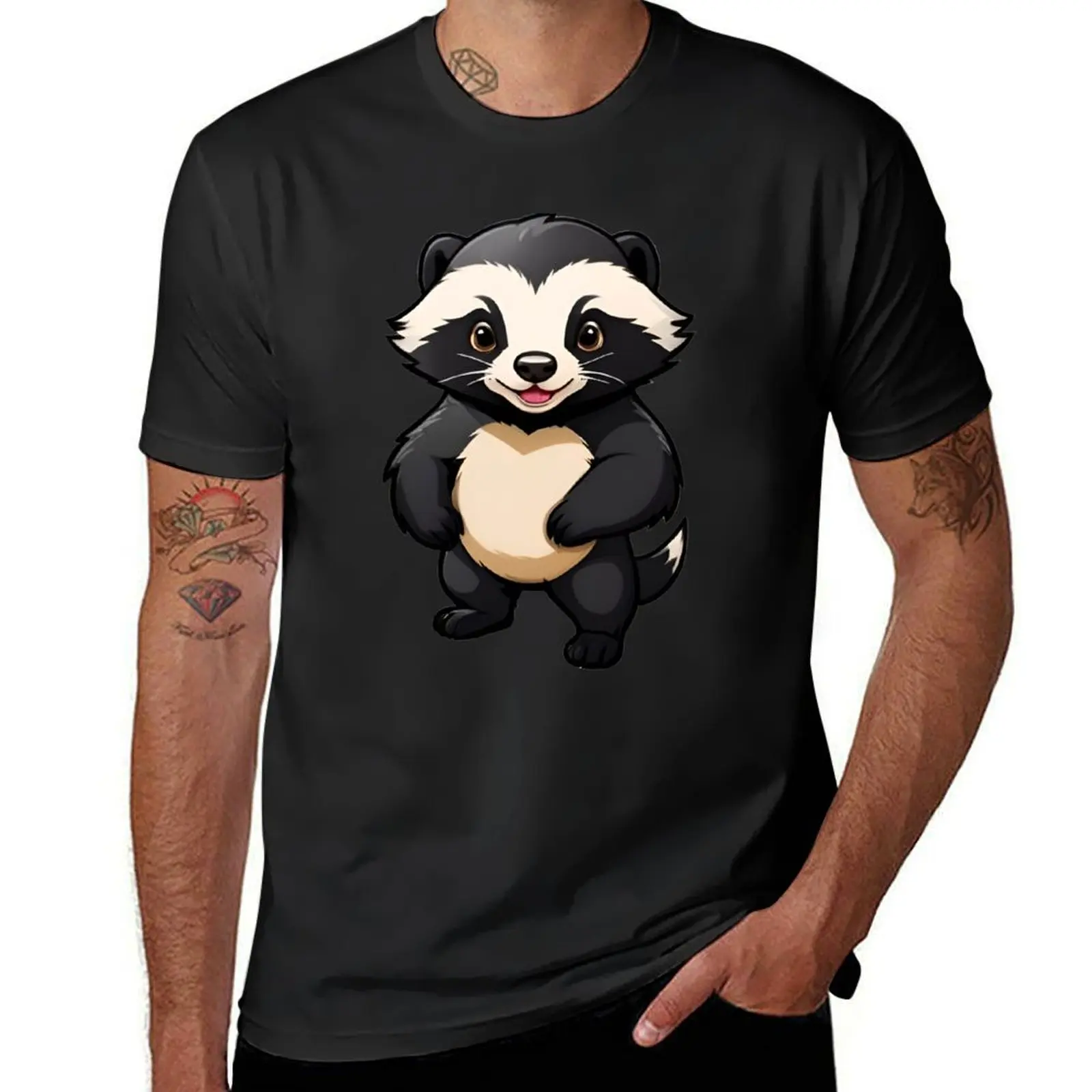 Cute Honey Badger sticker T-Shirt aesthetic clothes plus size tops Aesthetic clothing vintage clothes fitted t shirts for men