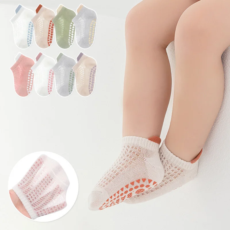 Lawadka 4Pairs Summer Baby Boy Girl Sock Mesh Thin Newborn Socks For Girls Boys Casual Toddler Short Floor Home Sock Anti-slip