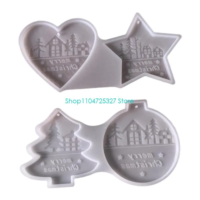 D8KF Food Grade Silicone Holiday Mould Round Heart Christmas Tree Shape for Craft Candle Soap Making