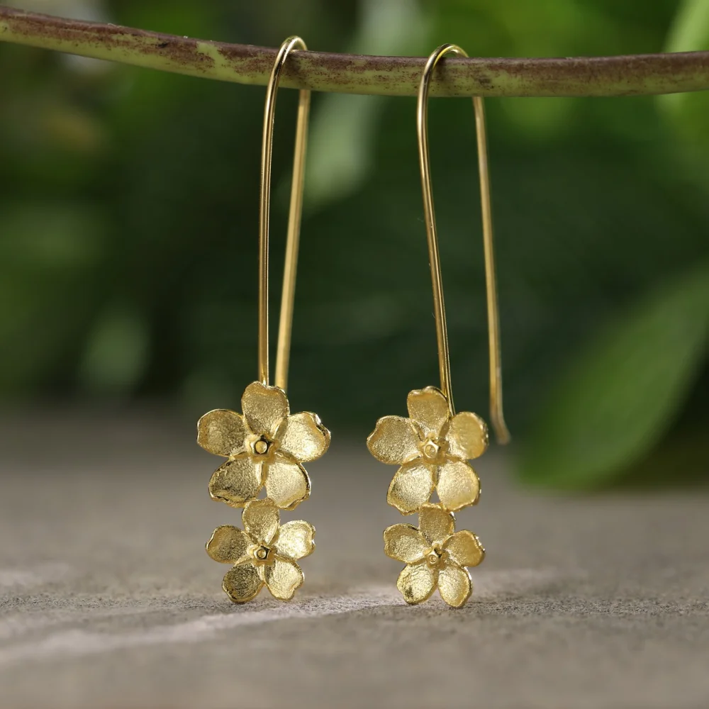 

Серьги-подвески Lotus Fun с дизайном цветка незабудки, из настоящего серебра 925 пробы, изысканные ювелирные изделия в нежном природном стиле