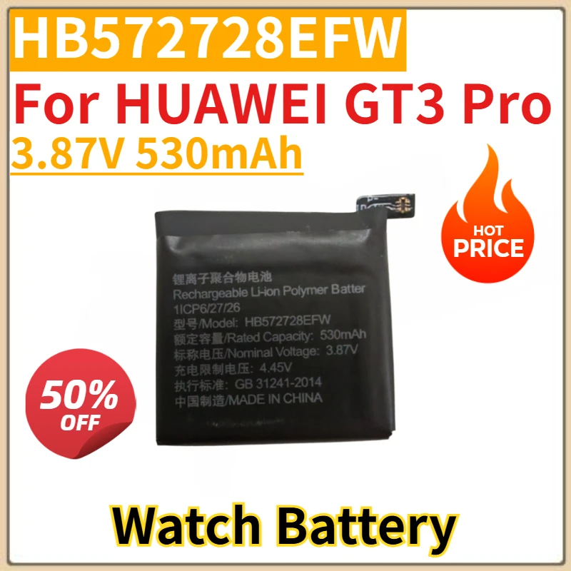 

New Replacement Watch Battery 3.87V 530mAh HB572728EFW For HUAWEI GT3 Pro 46mm