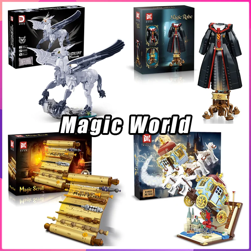 

Magic Scroll Wand Building Blocks Wizard Robe Desktop Educational Decoration Puzzle Assembling Model Toy Birthday Gifts for Kids