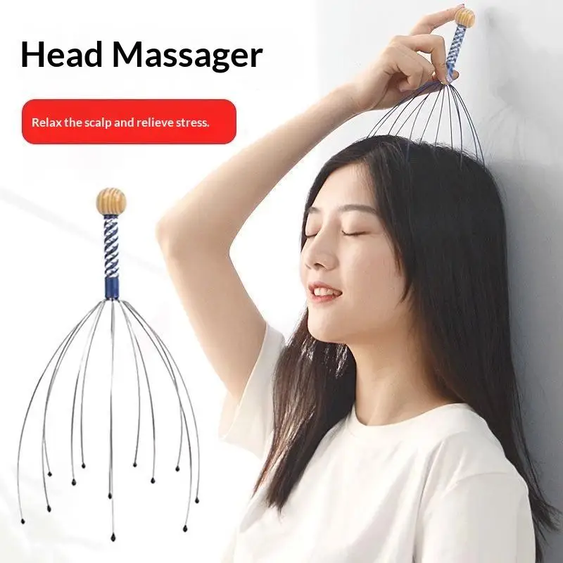 【HBA】1Pcs Rubbing Scalp Relaxation Relief Body Massager Octopus Head Massager Scratcher Relieves Tension Health Care Tools
