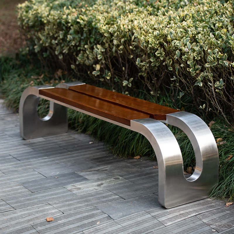 Anti-corrosion wood Long bench aluminum stainless steel patio garden bench outdoor