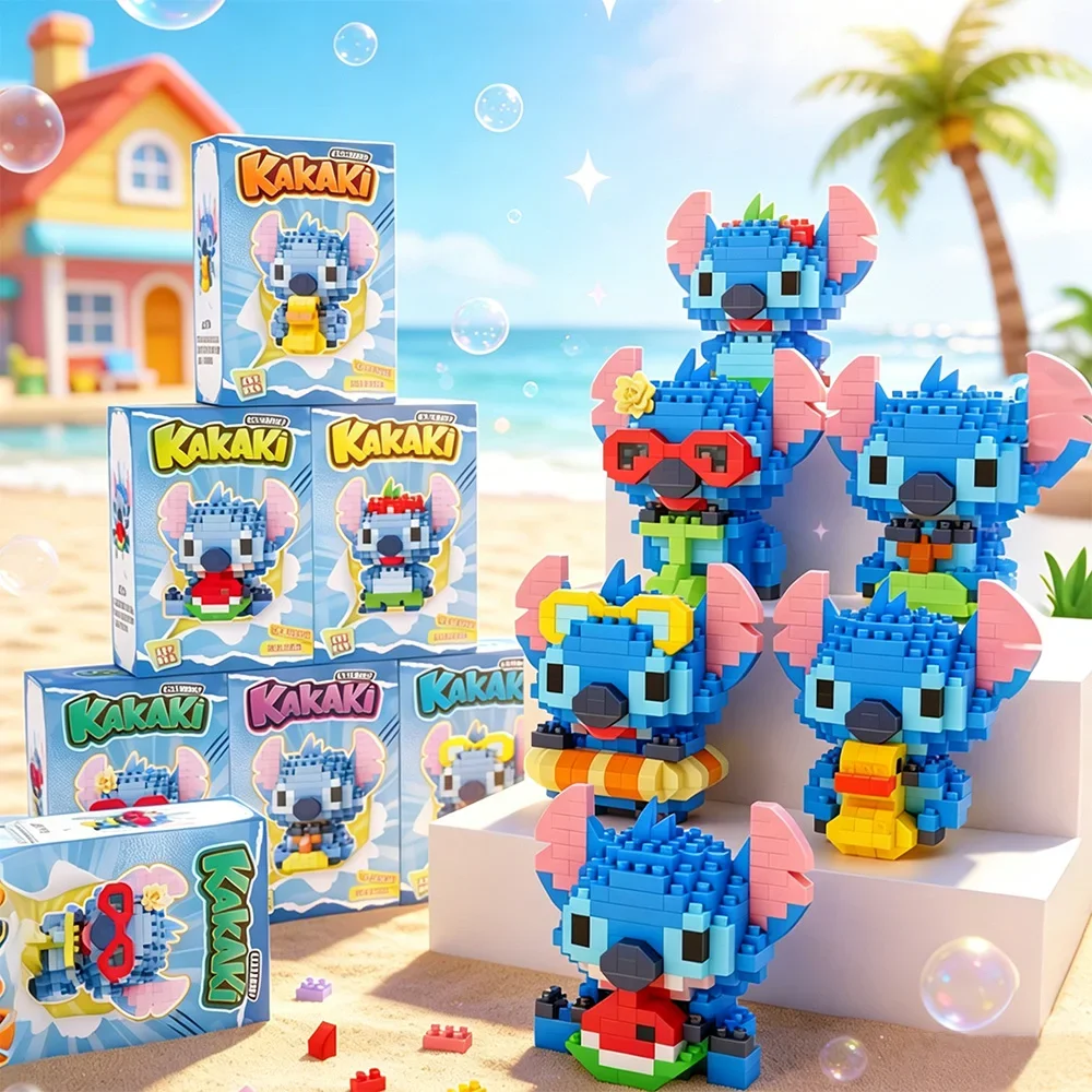 6 Styles Lilo & Stitch Mini Building Blocks Exquisite Stitch Anime Character Cartoon Assemble Model Toys Birthday Gifs