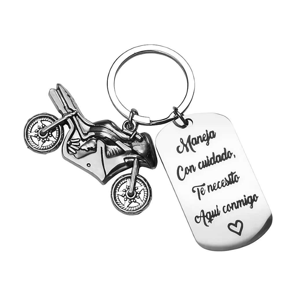 New Biker Stainless Stee Keychain Motorcycle Gift Ride Safe Keychain May Your Guardian Angel Ride with You Driver Gift for Biker