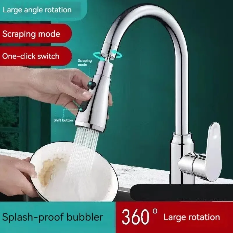 Kitchen pull-out Faucet Head 360° Rotating Kitchen Flush High Pressure Faucet Sprayer Basin sink Shower Eead Multifunctional pul