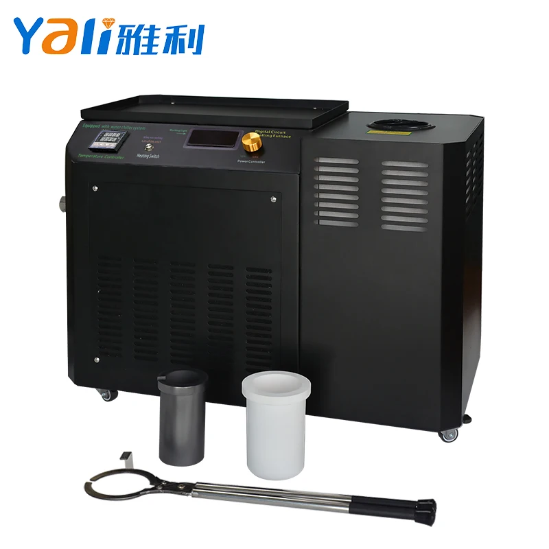 

5000W Mini Gold Melting Machine New Condition Power Smelter Furnace With Water Chiller Temperature Control 2KG Gold Capacity