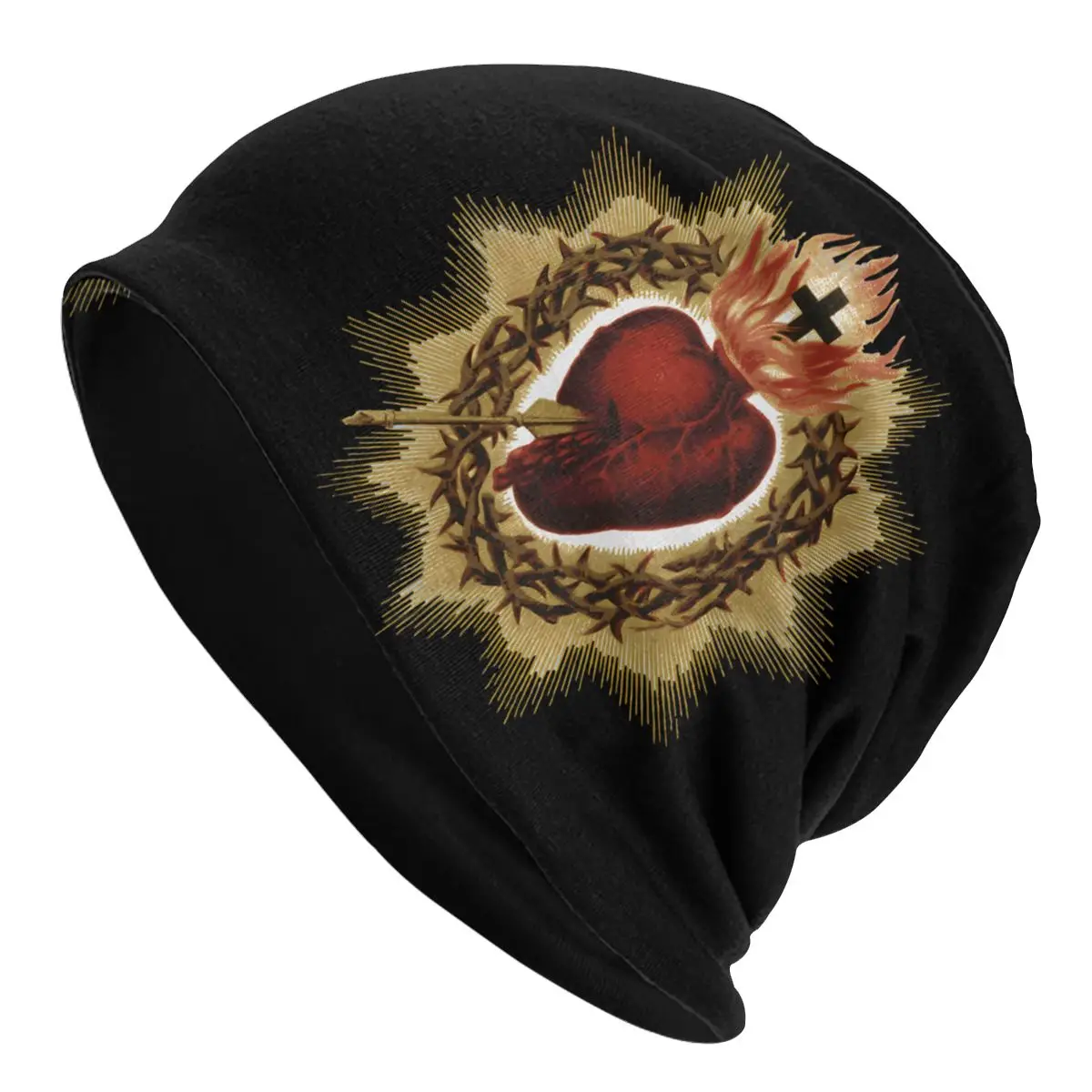 

Sacred Heart Of Catholic Jesus Autumn Female Thin Beanies Double Used Cycling Bonnet Hats