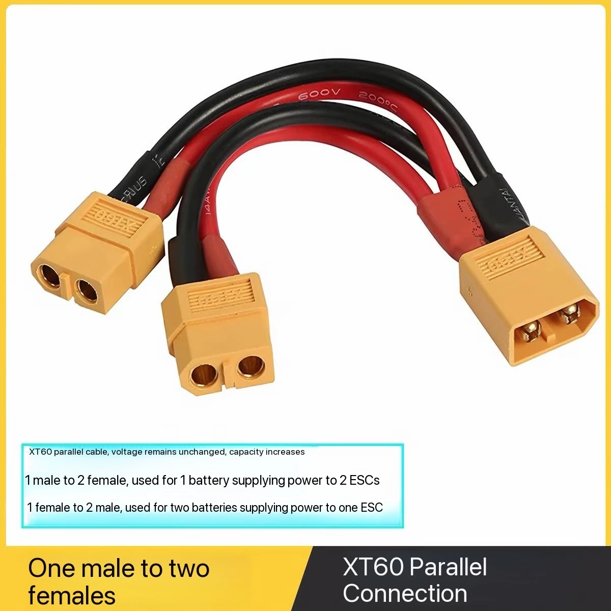 1 to 2 1 to 3 XT60 parallel wire 14Awg 10CM heat-resistant Wente soft silicone wire model aircraft battery ESC motor model car