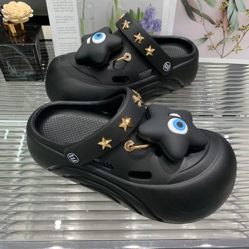 New Fashionable Cute Female Thick Bottom Slippers Summer Beach Non-slip Baotou Breathable Slippers