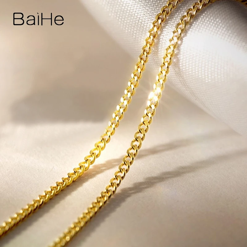 

BaiHe Side Chain 18K Gold Necklace Women Men Single Chain Color Gold Chain Collar Chain Yellow Gold Wedding Gift Fine Jewelry