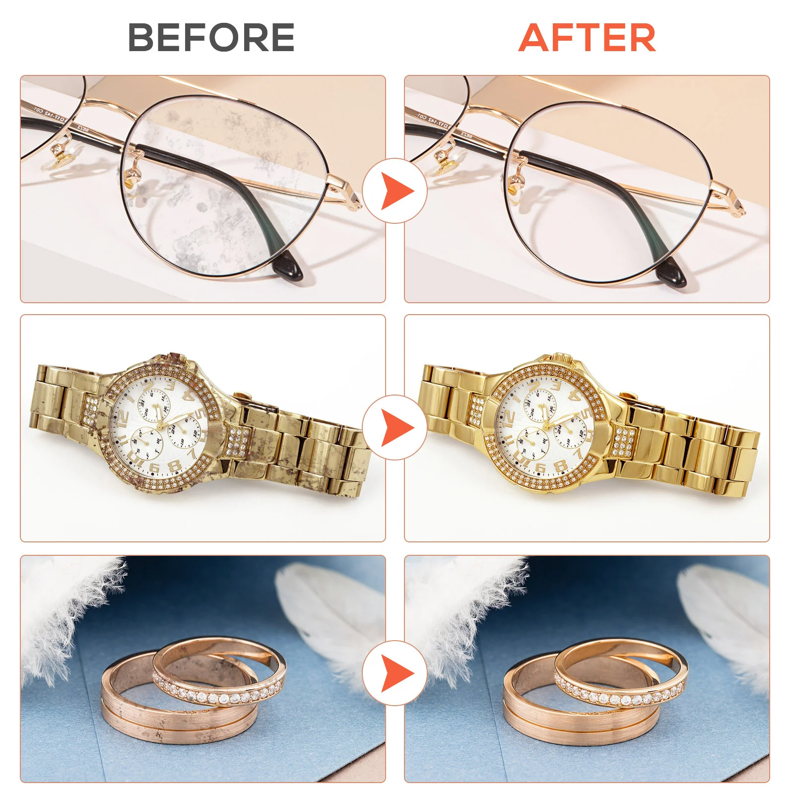 

Portable Jewelry Cleaning Machine Sonic Cleaner Watches Eyeglasses Coins Rings Retainer Lenses Household Items Deep Cleaning