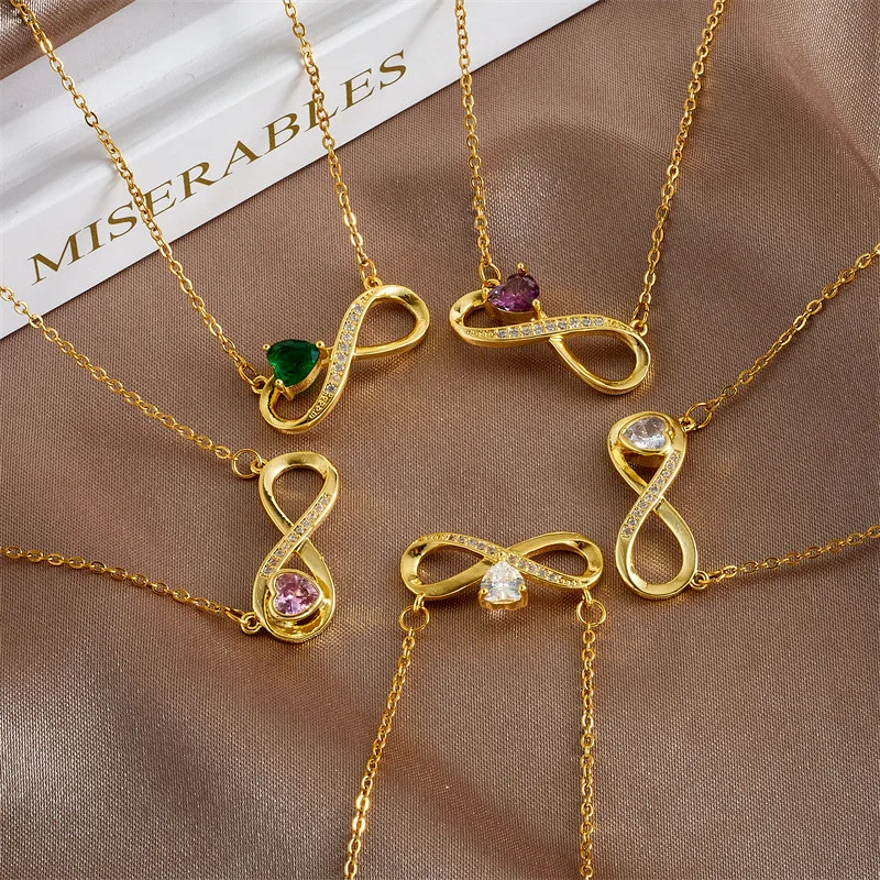 High Grade Mobius Strip Zircon Pendant Necklace Stainless Steel Fashion Geometric Choker Jewelry Party Gifts For Women Girls